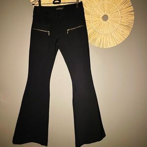 XS BLACK FLARE LOW RISE PANTS WITH GOLD ZIPPERS